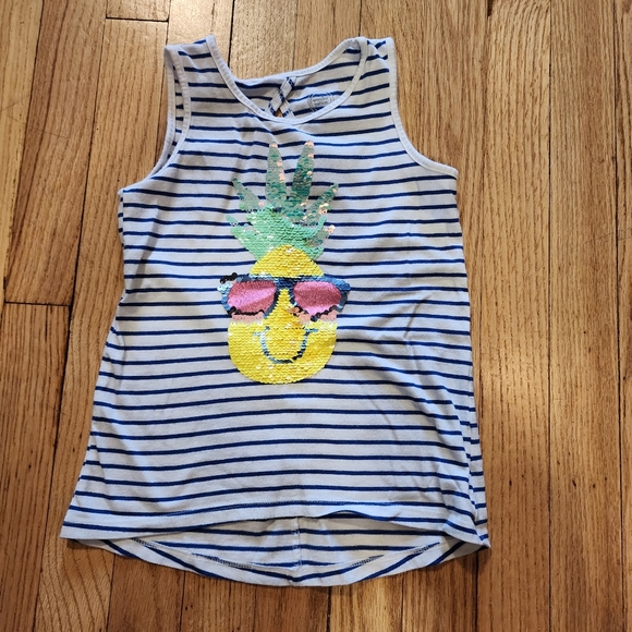 wonder nation Other - Wonder Nation XS 4/5 Kids Tank Top Sequin Pineapple Stripe Shirt Peep-hole back